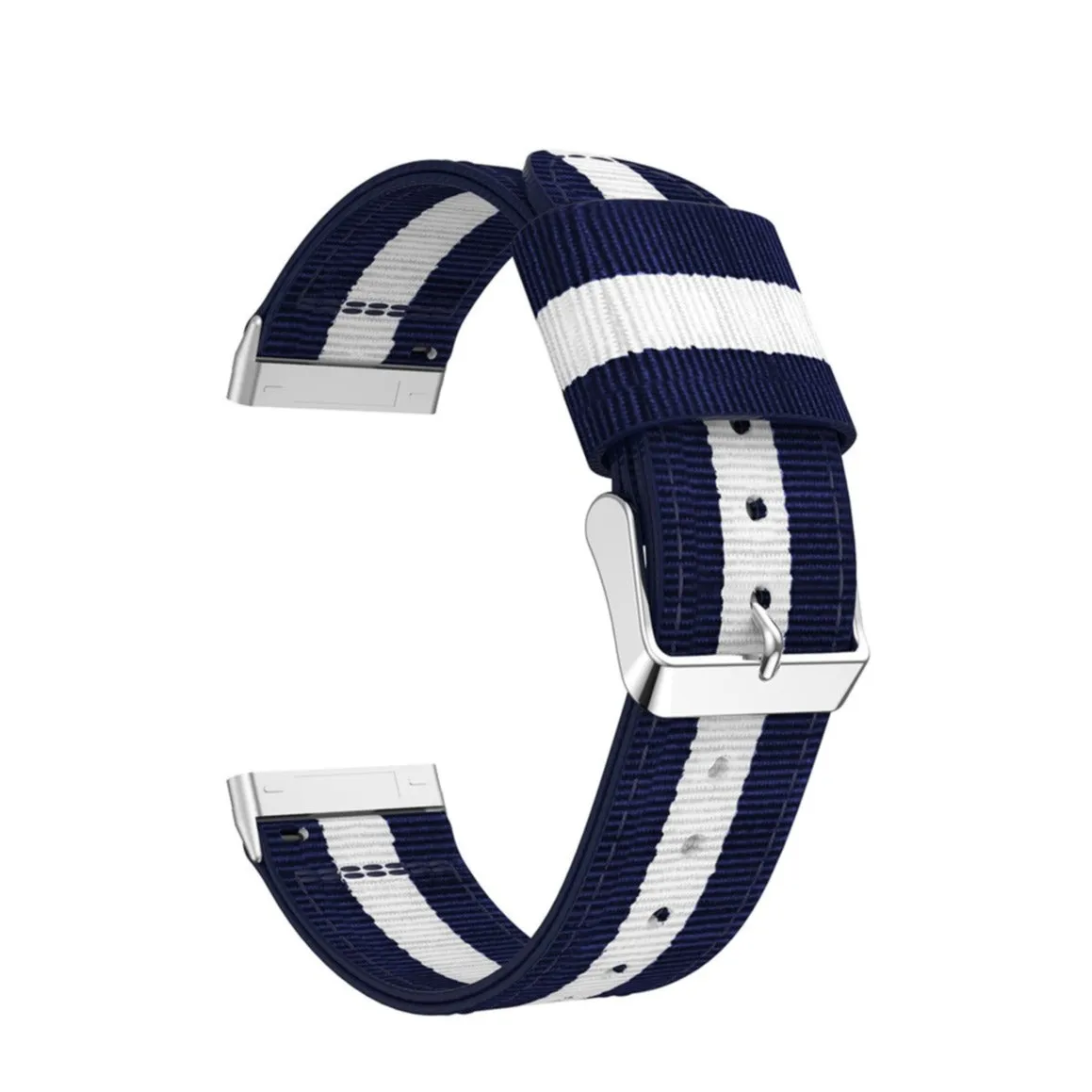 Fitbit Versa 4 / Sense 2 Canvas Fabric Strap with Buckle Closure (Wrist Circumference 180-230mm) - Blue / White