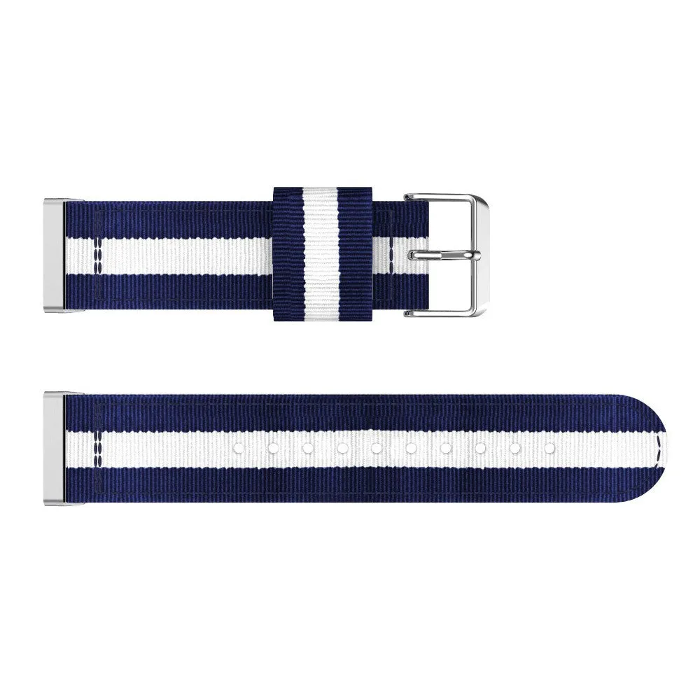 Fitbit Versa 4 / Sense 2 Canvas Fabric Strap with Buckle Closure (Wrist Circumference 180-230mm) - Blue / White