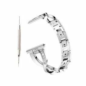 Fitbit Versa/Versa 2/Versa Lite x-design stainless steel rhinestone bracelet strap - Silver (S/M)