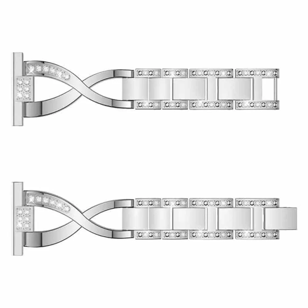 Fitbit Versa/Versa 2/Versa Lite x-design stainless steel rhinestone bracelet strap - Silver (S/M)