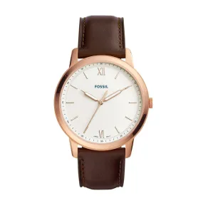 Fossil Men's Minimalist Rose Case Brown Leather Watch FS5463