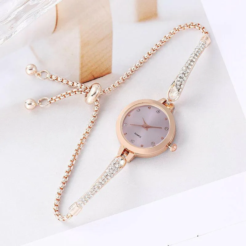 Girls' Fashionable Diamond Inlaid Bracelet Watch