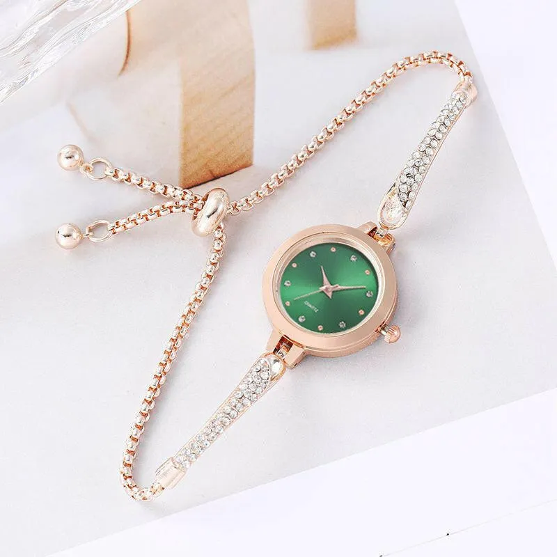 Girls' Fashionable Diamond Inlaid Bracelet Watch