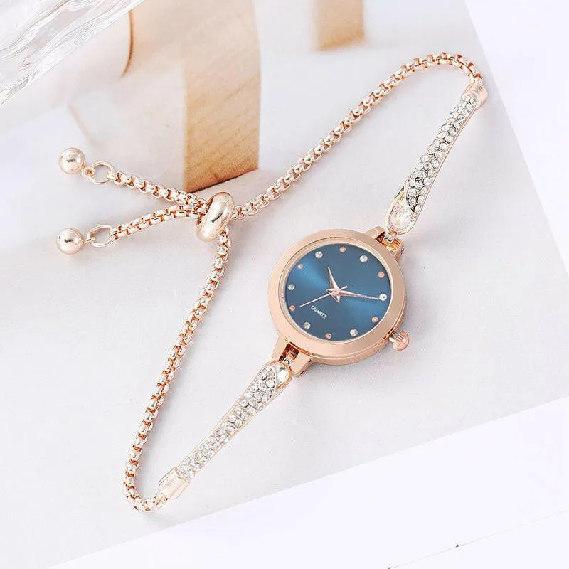 Girls' Fashionable Diamond Inlaid Bracelet Watch