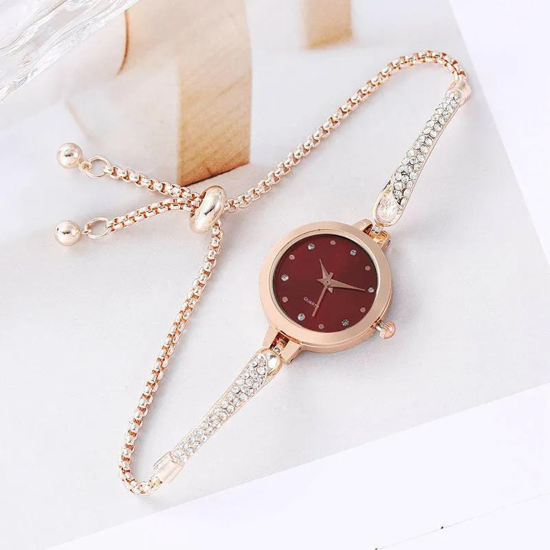 Girls' Fashionable Diamond Inlaid Bracelet Watch