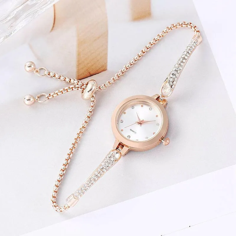 Girls' Fashionable Diamond Inlaid Bracelet Watch