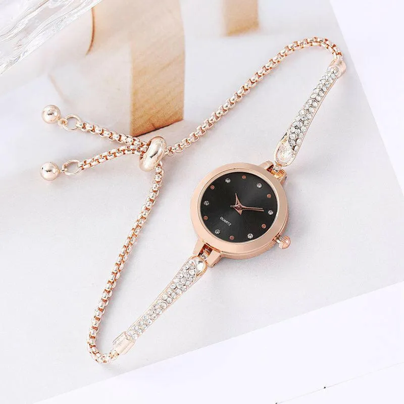 Girls' Fashionable Diamond Inlaid Bracelet Watch