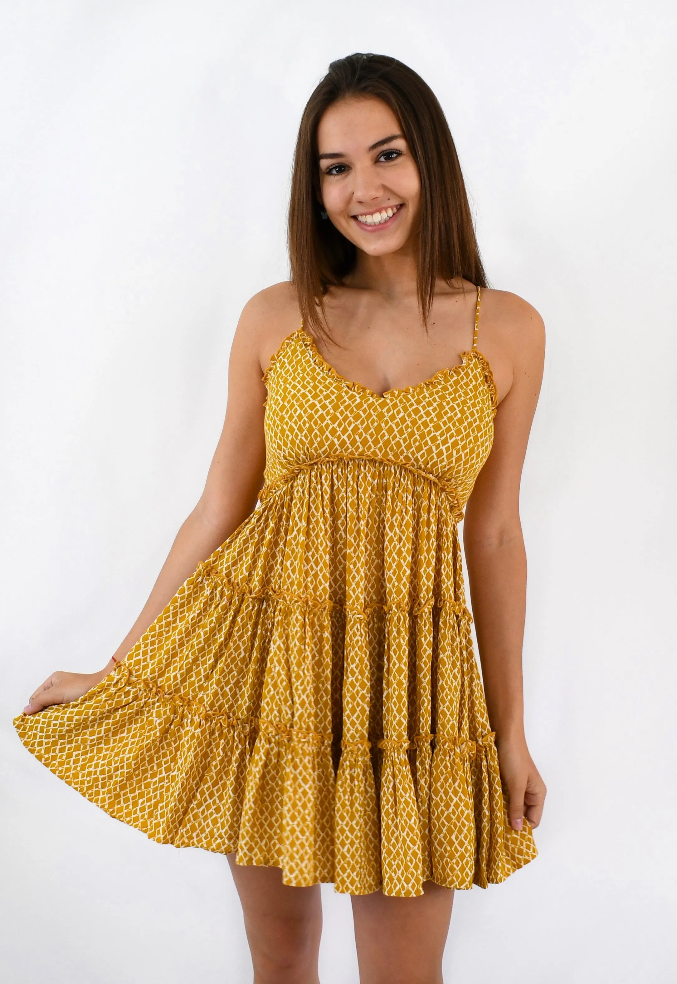 Golden Diamonds Tiered Dress
