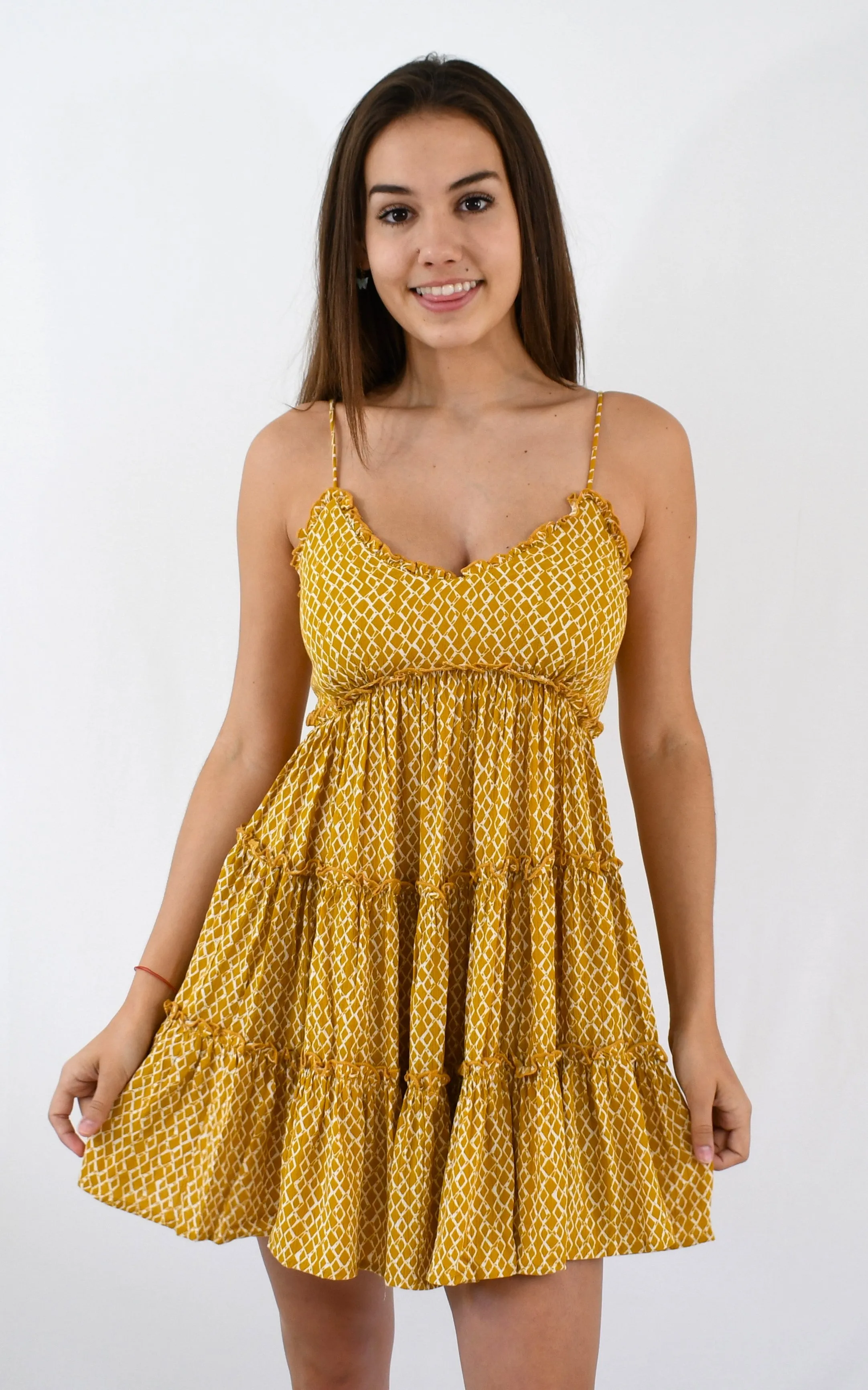 Golden Diamonds Tiered Dress