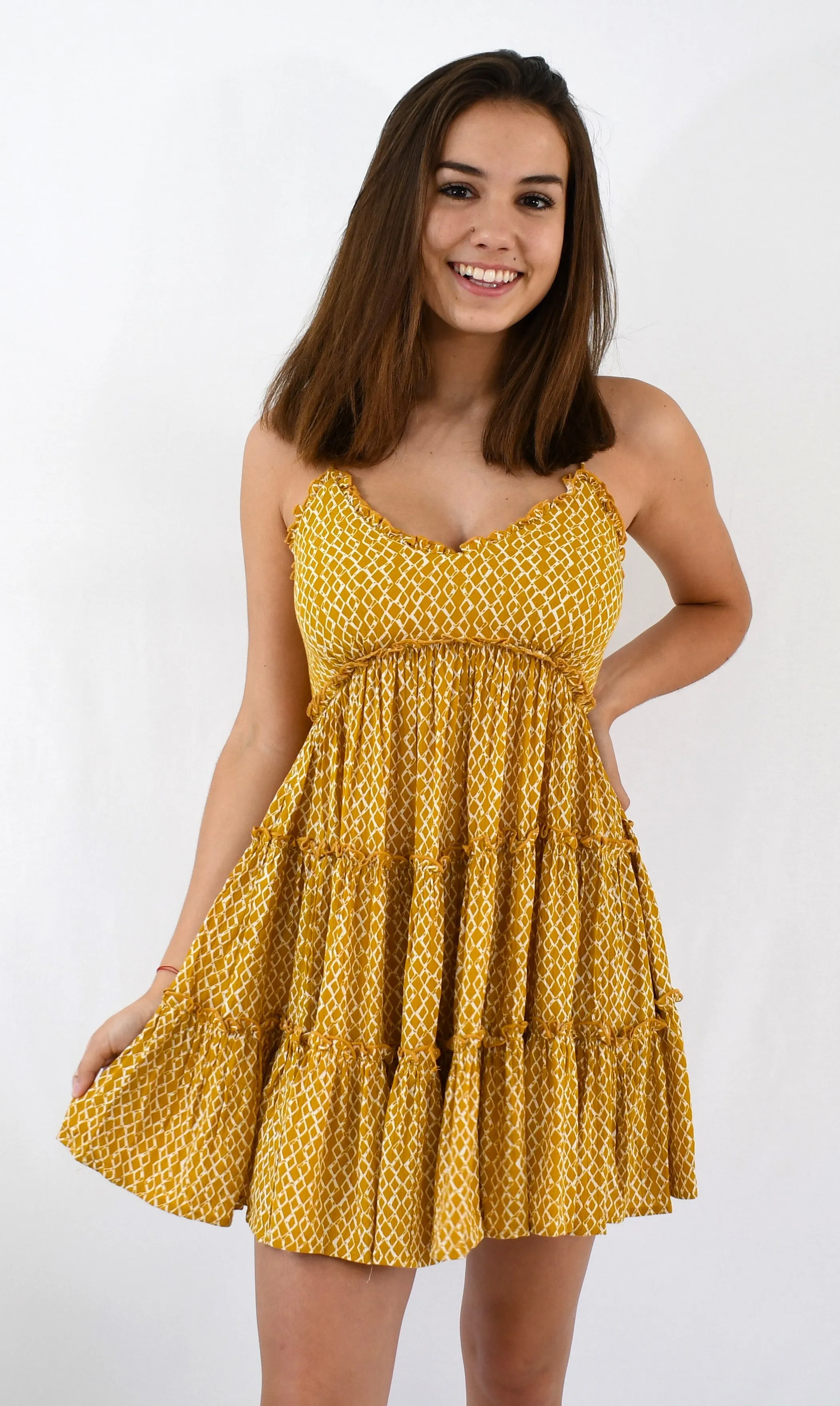Golden Diamonds Tiered Dress