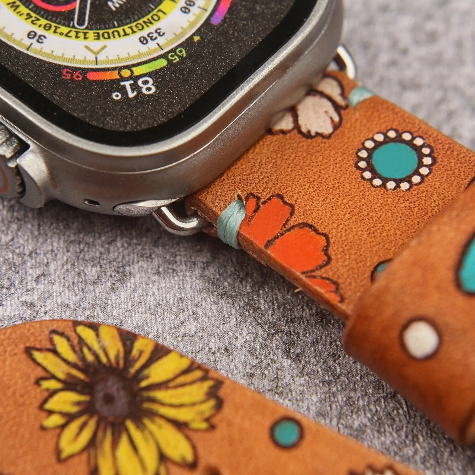 Hand-Painted Leather Cute Apple Watch Band For Women