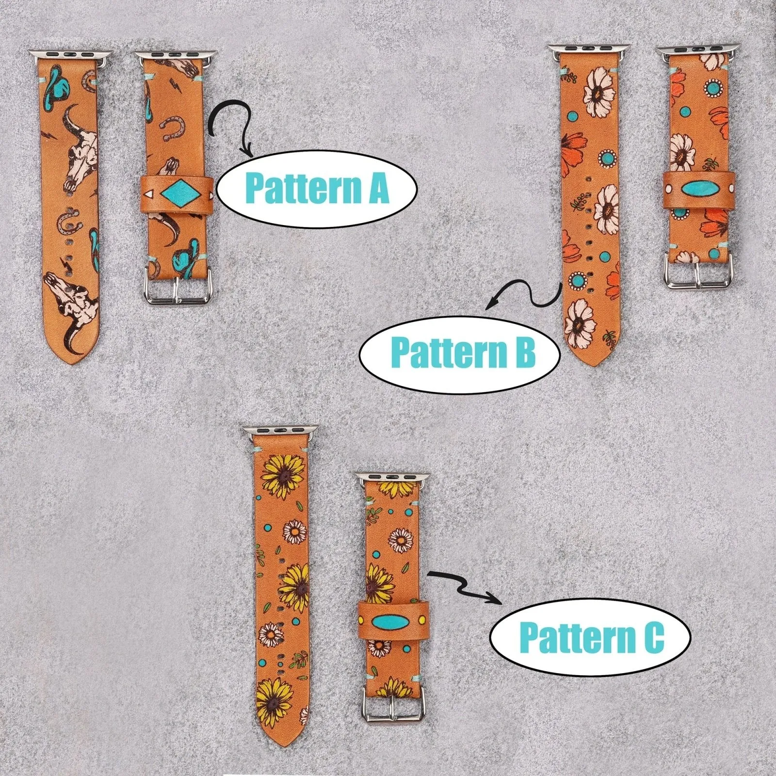 Hand-Painted Leather Cute Apple Watch Band For Women