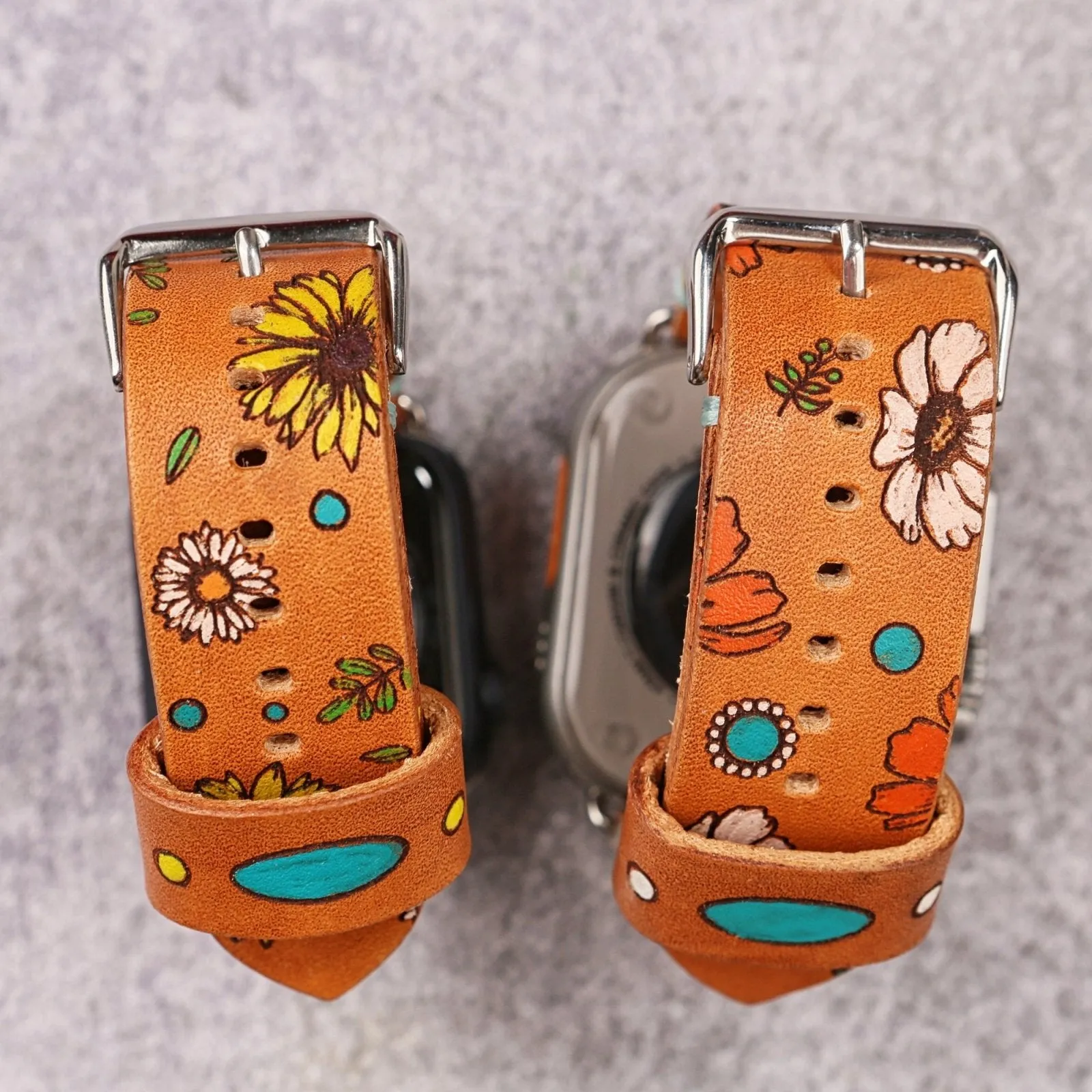 Hand-Painted Leather Cute Apple Watch Band For Women