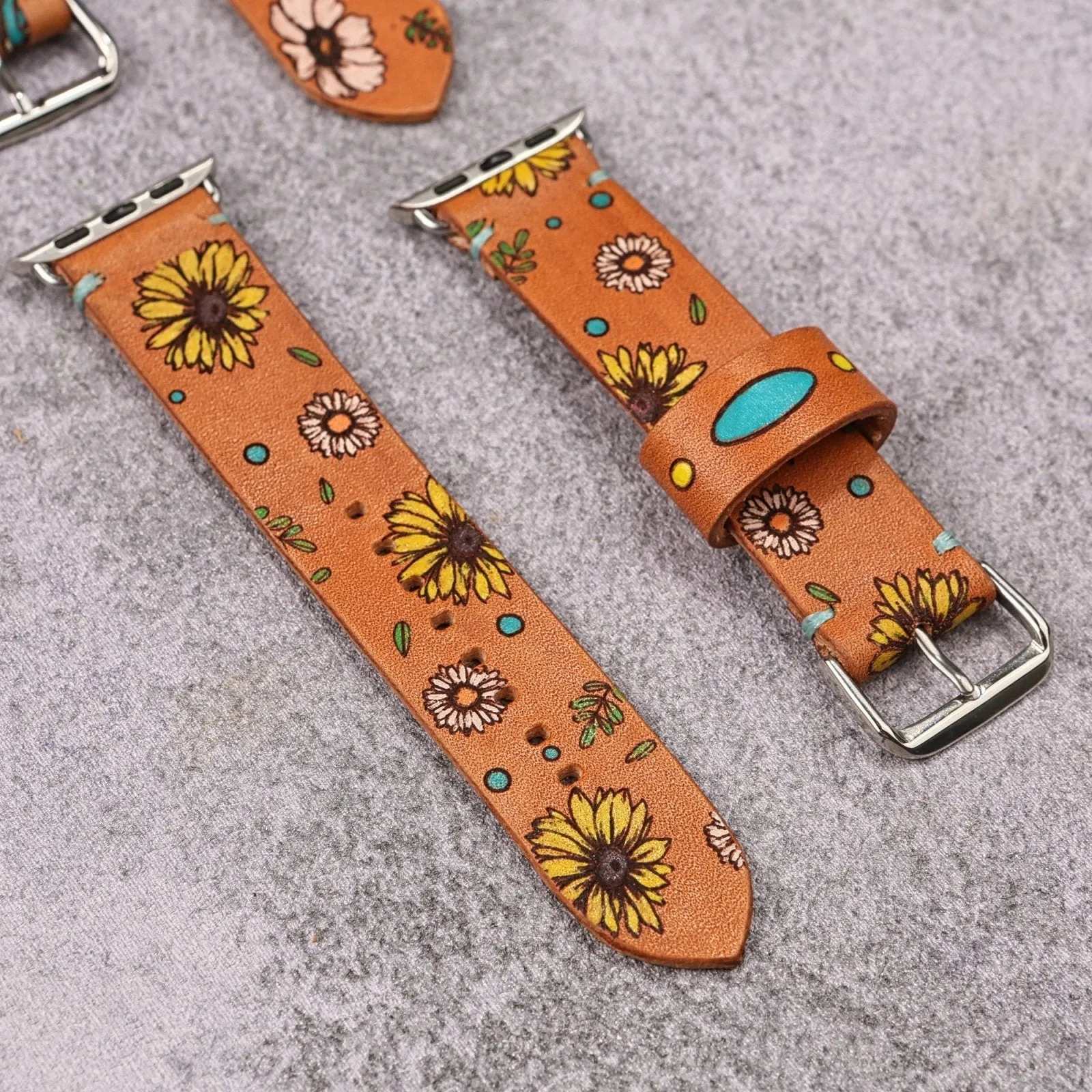 Hand-Painted Leather Cute Apple Watch Band For Women