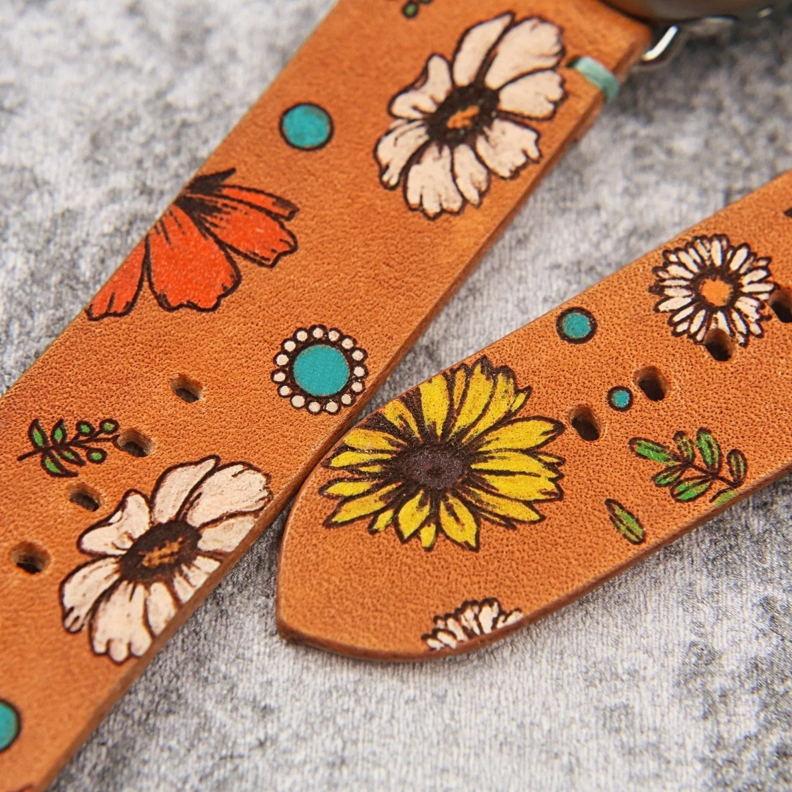 Hand-Painted Leather Cute Apple Watch Band For Women