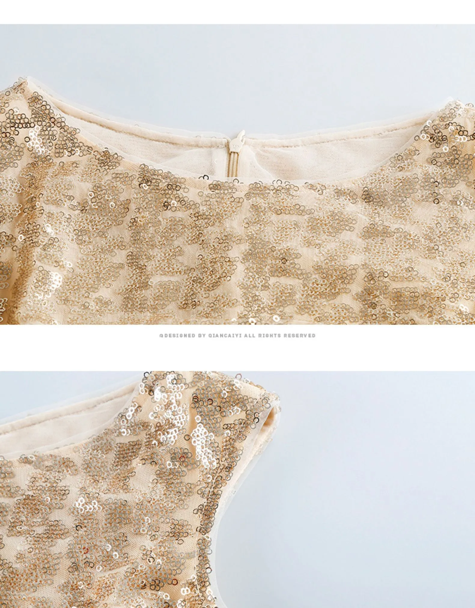 High-end luxury  Gold shimmery sleeveless evening dinner dress - ipi