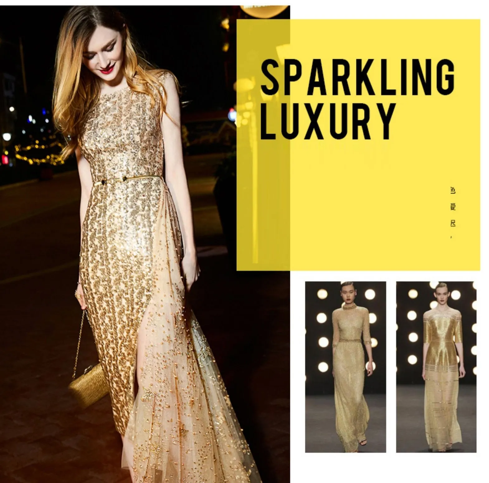 High-end luxury  Gold shimmery sleeveless evening dinner dress - ipi