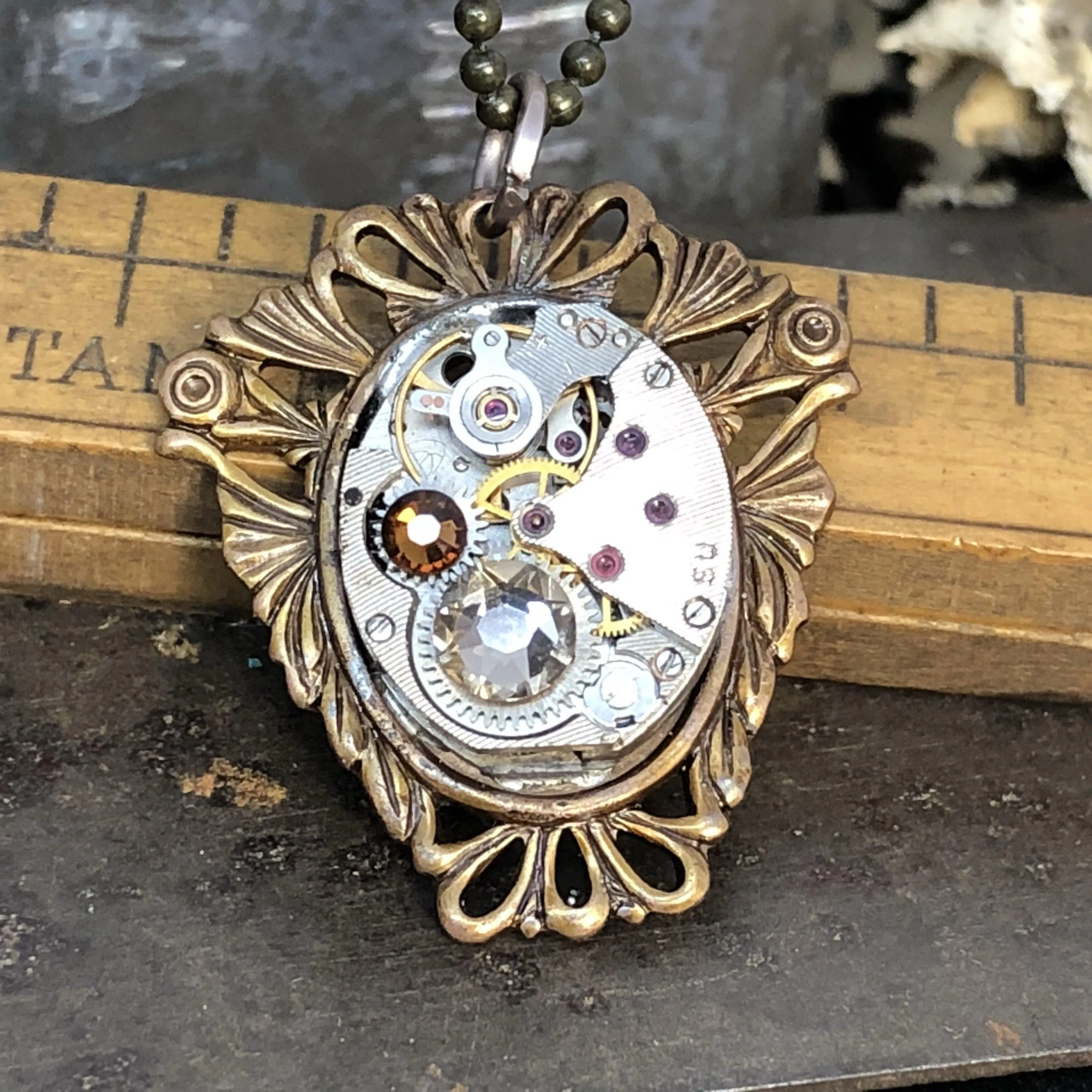Julia, Oval Delicate Lacework  Pendant