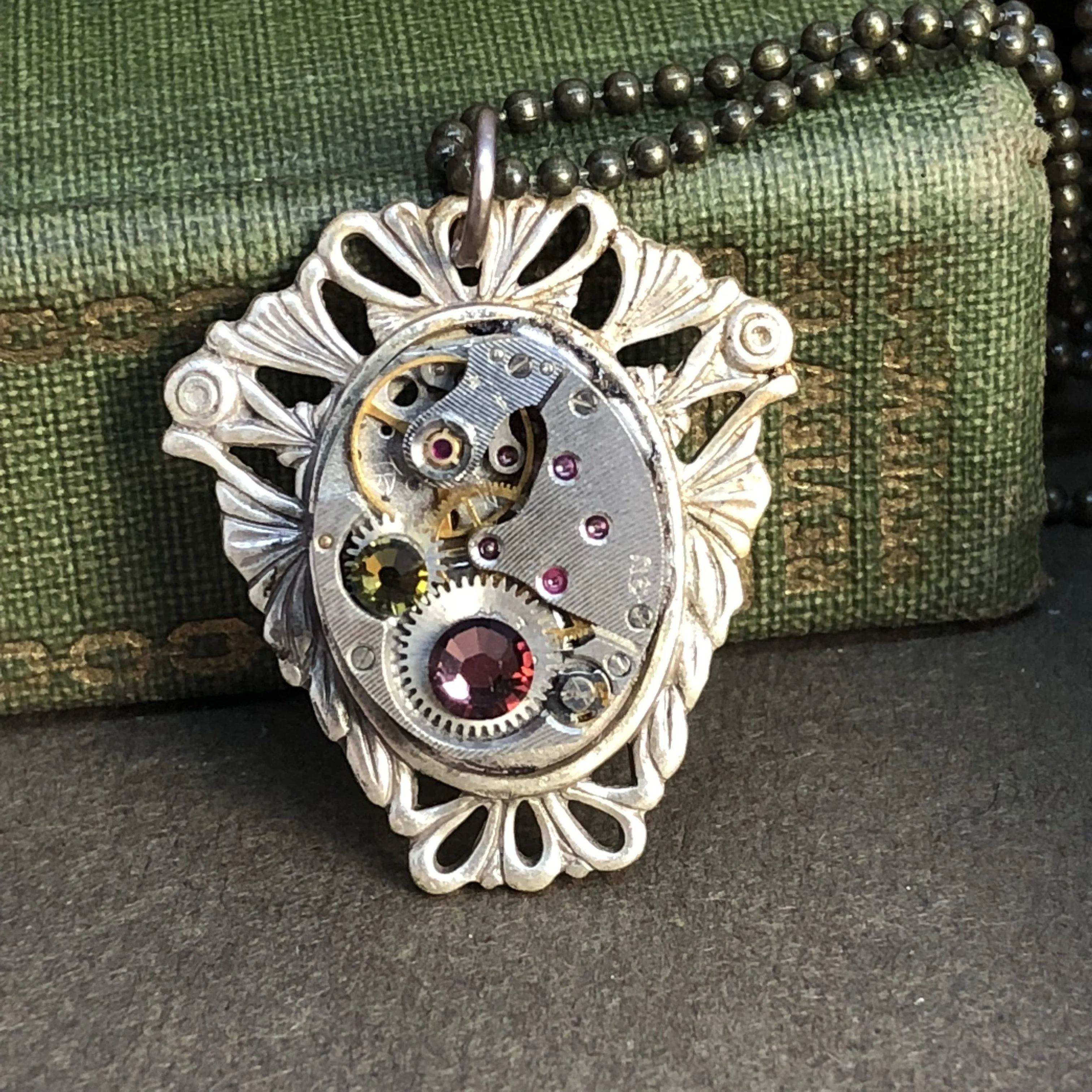 Julia, Oval Delicate Lacework  Pendant