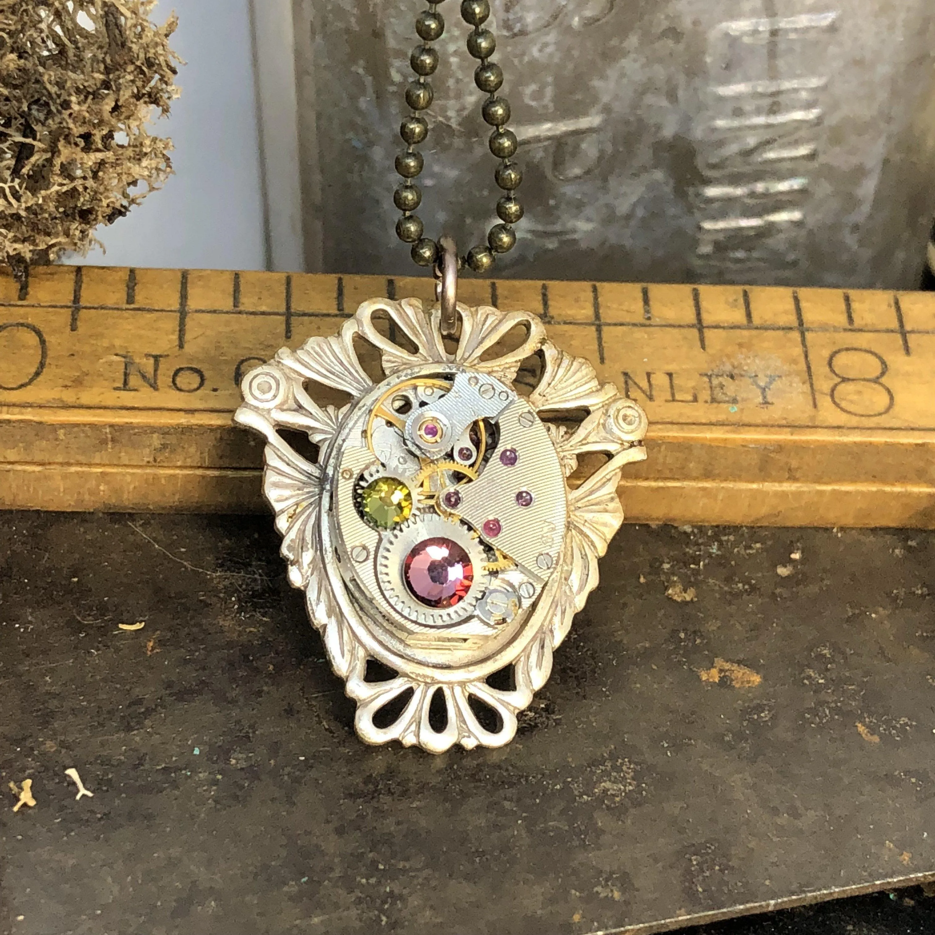 Julia, Oval Delicate Lacework  Pendant