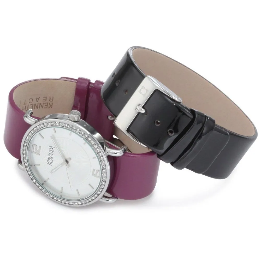 Kenneth Cole REACTION Women's RK6008 HOLIDAY-Box Set Analog Stone Bezel Purple Strap Watch
