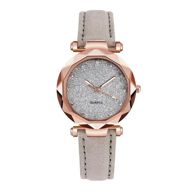 Ladies Fashion Korean Rhinestone Rose Gold Quartz Watch