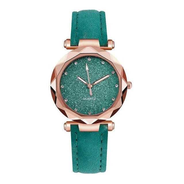 Ladies Fashion Korean Rhinestone Rose Gold Quartz Watch