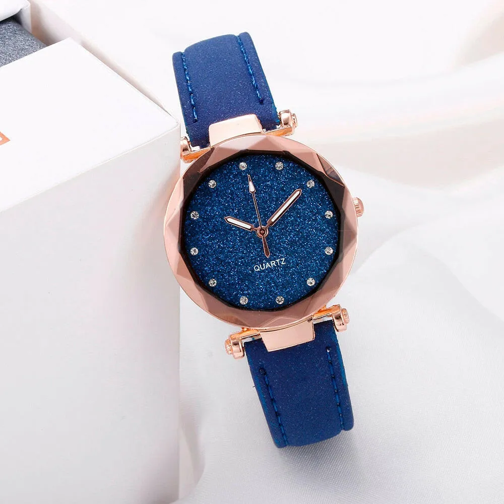 Ladies Fashion Korean Rhinestone Rose Gold Quartz Watch