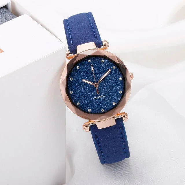 Ladies Fashion Korean Rhinestone Rose Gold Quartz Watch