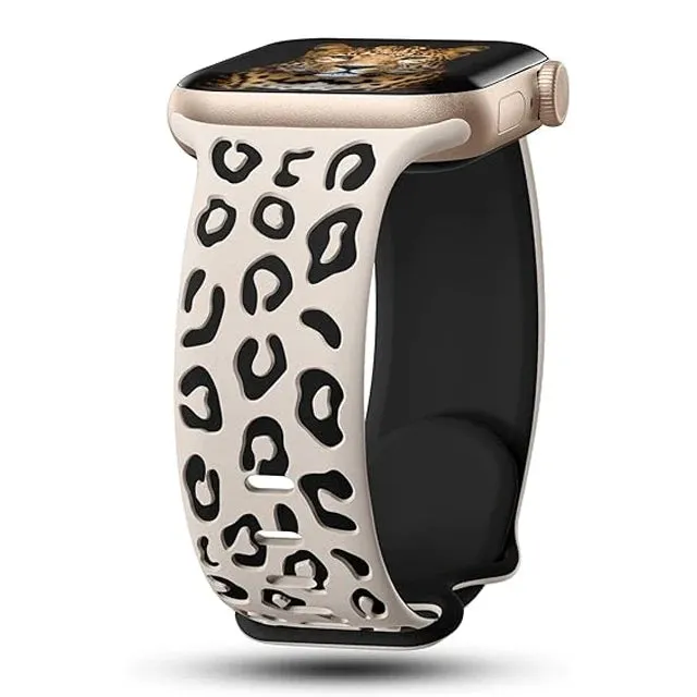 Leopard Engraved Silicon Smart Watch Band