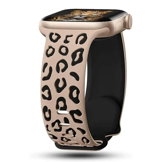 Leopard Engraved Silicon Smart Watch Band