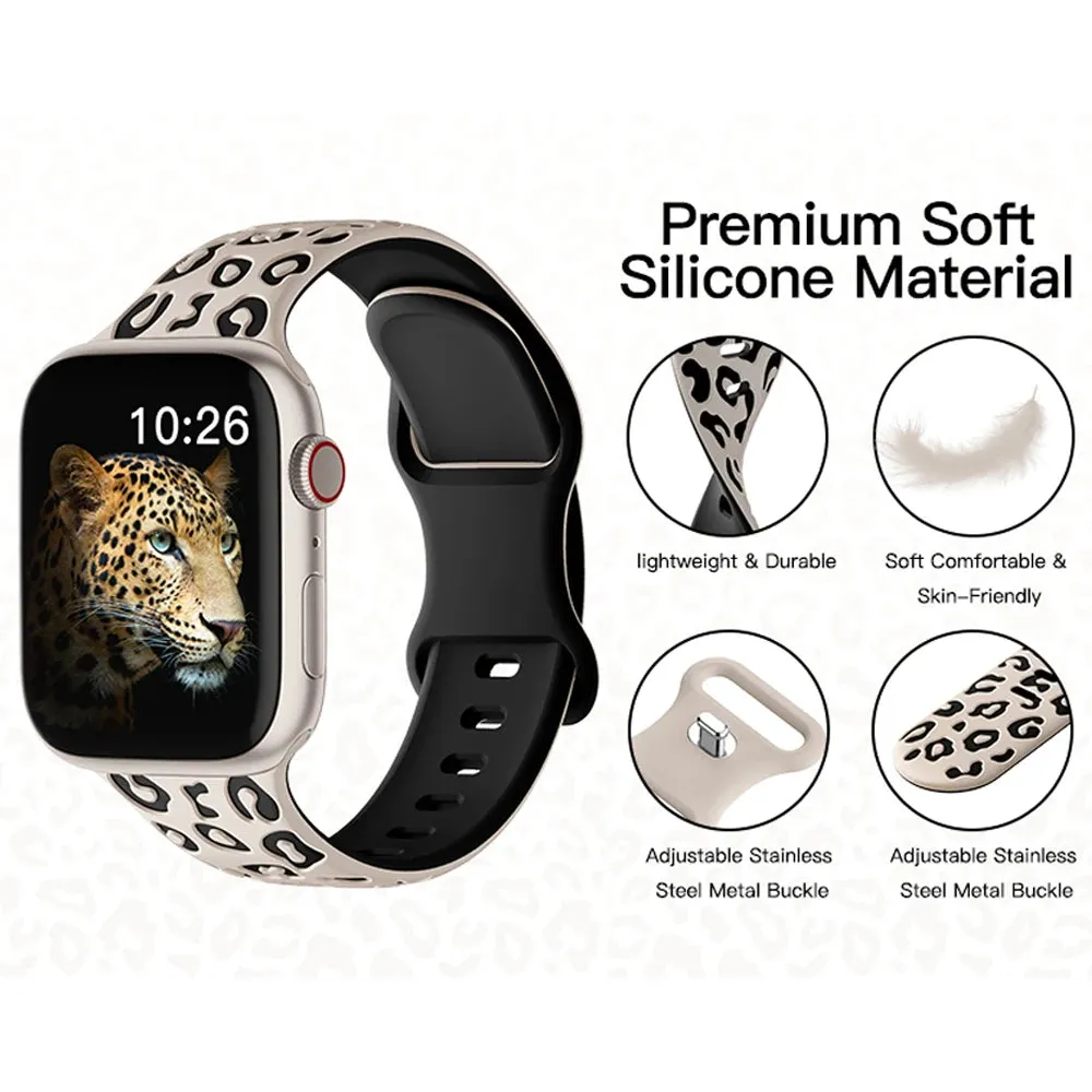 Leopard Engraved Silicon Smart Watch Band