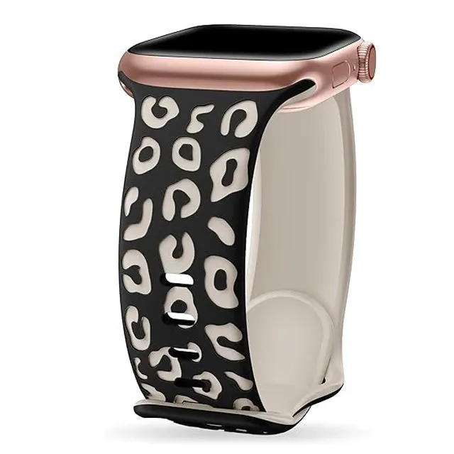 Leopard Engraved Silicon Smart Watch Band
