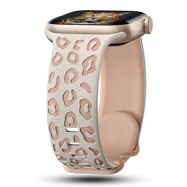 Leopard Engraved Silicon Smart Watch Band