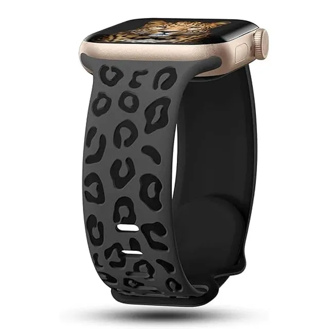 Leopard Engraved Silicon Smart Watch Band