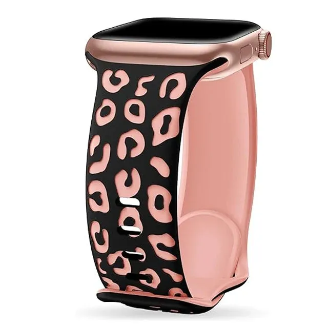 Leopard Engraved Silicon Smart Watch Band