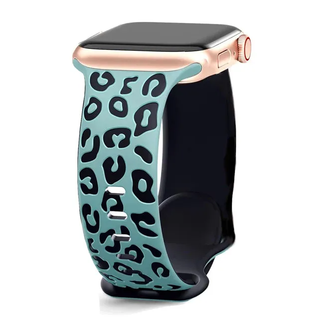Leopard Engraved Silicon Smart Watch Band