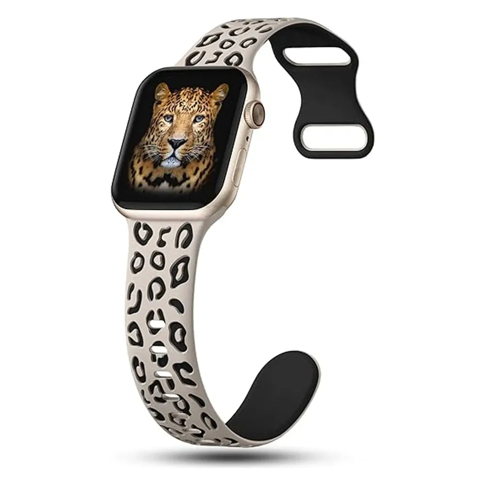 Leopard Engraved Silicon Smart Watch Band
