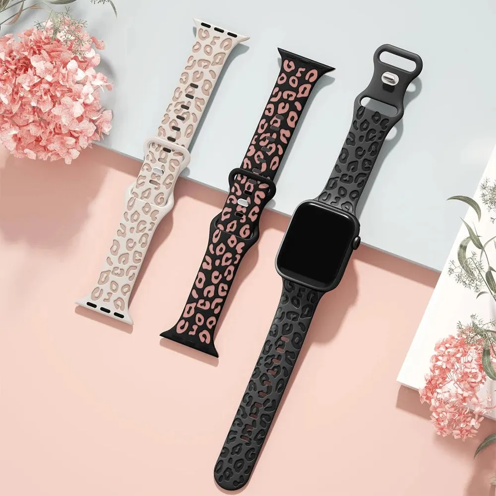 Leopard Engraved Silicon Smart Watch Band