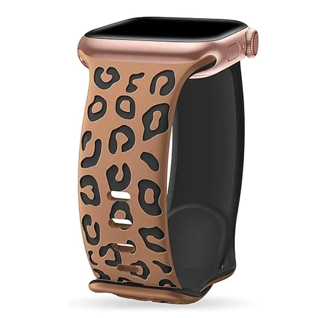Leopard Engraved Silicon Smart Watch Band