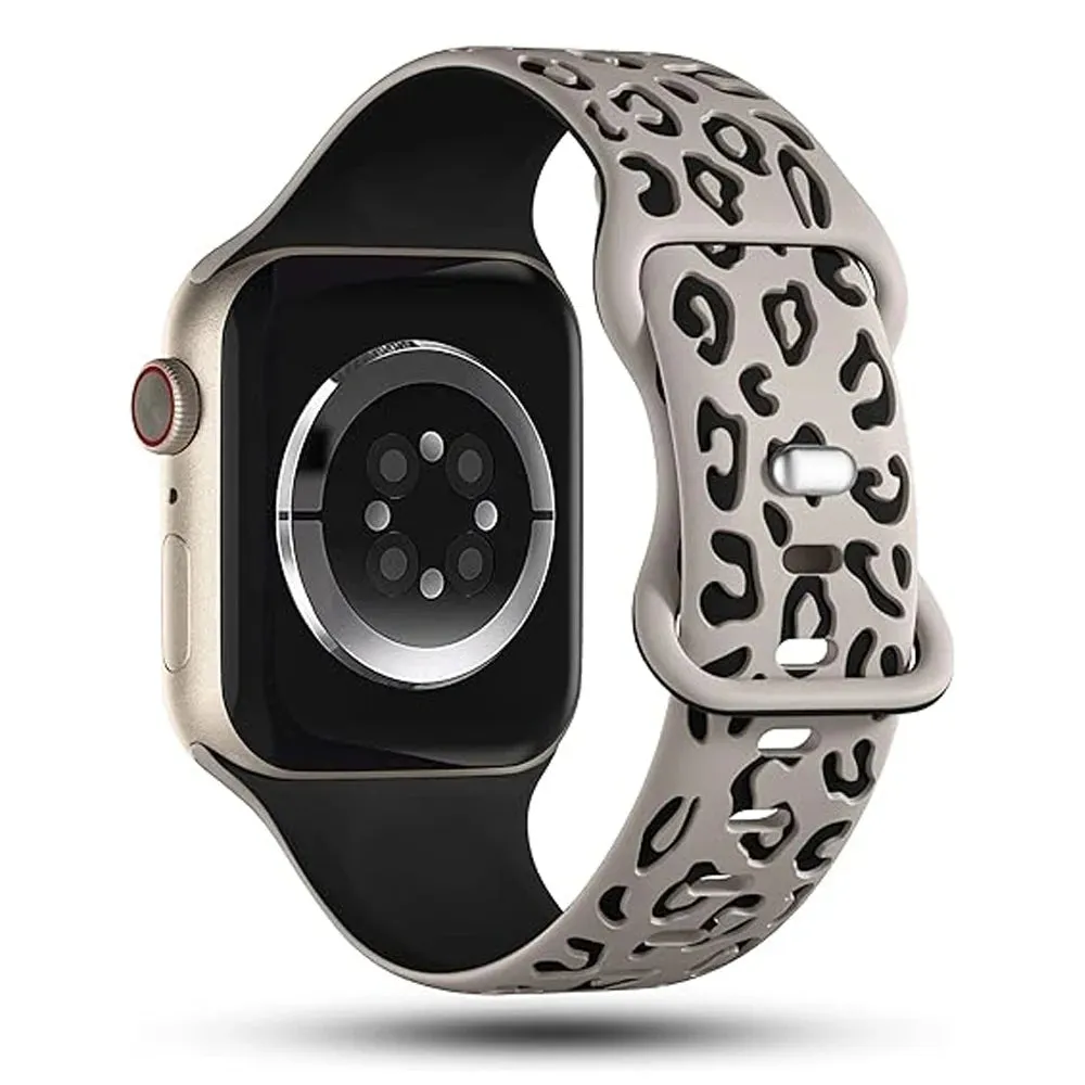 Leopard Engraved Silicon Smart Watch Band