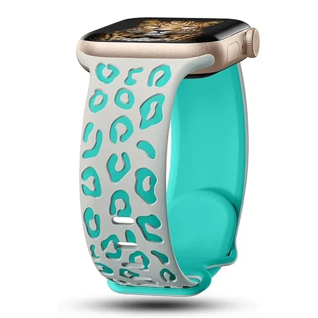 Leopard Engraved Silicon Smart Watch Band