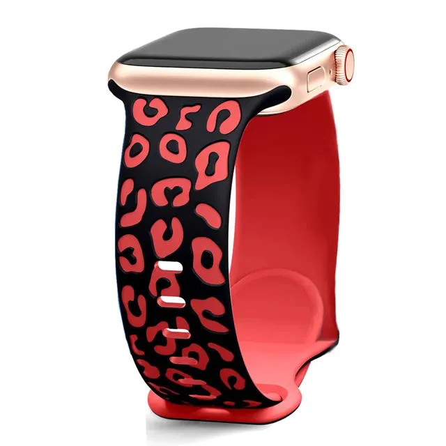 Leopard Engraved Silicon Smart Watch Band