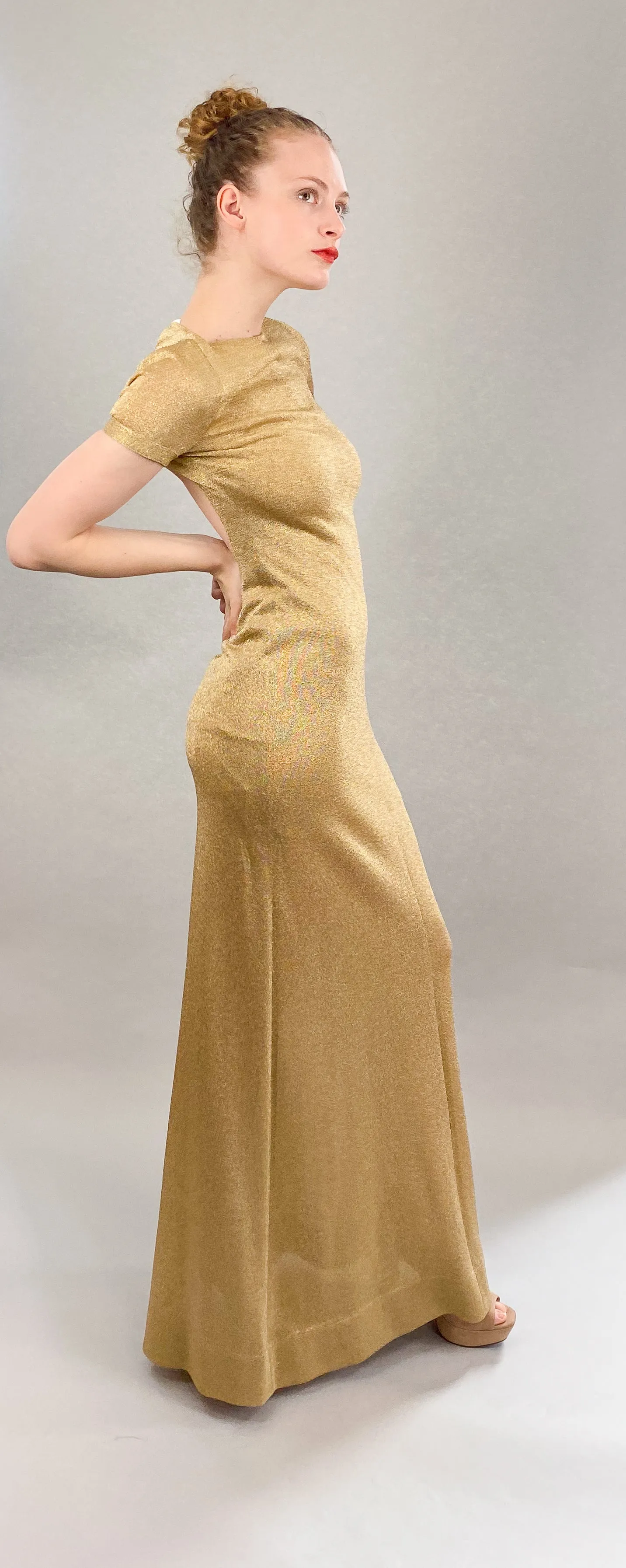 Les Copains Gold Open Back Dress