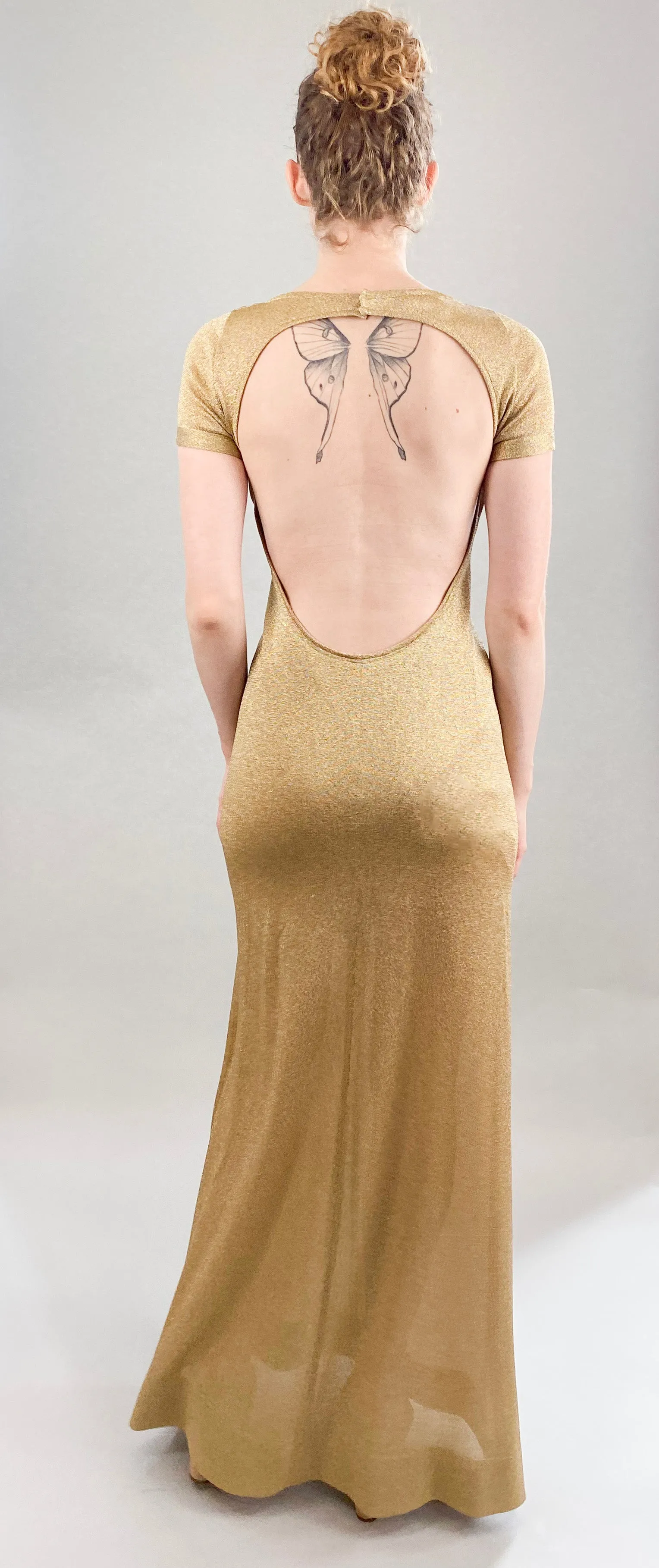 Les Copains Gold Open Back Dress
