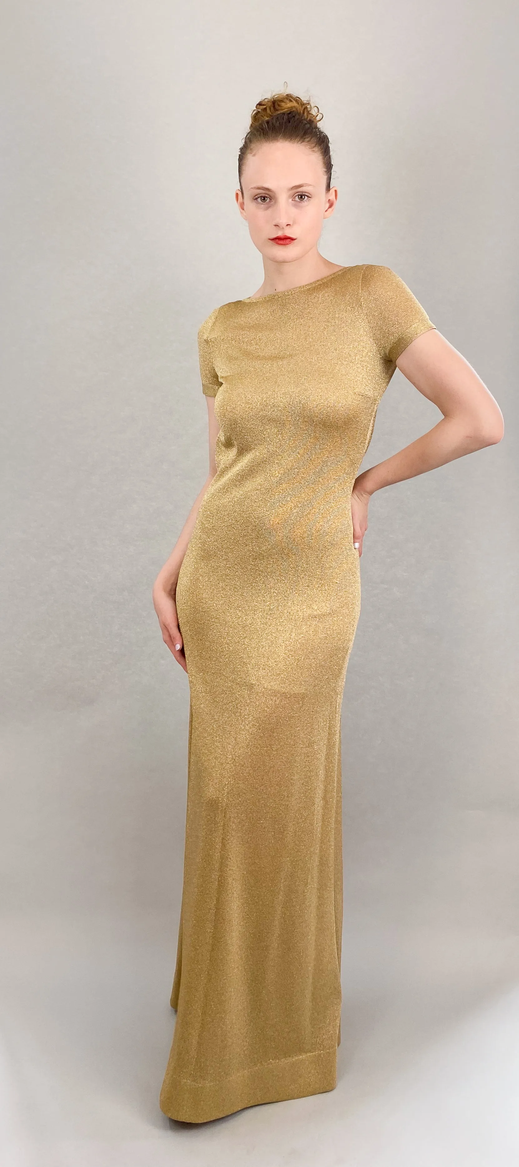 Les Copains Gold Open Back Dress
