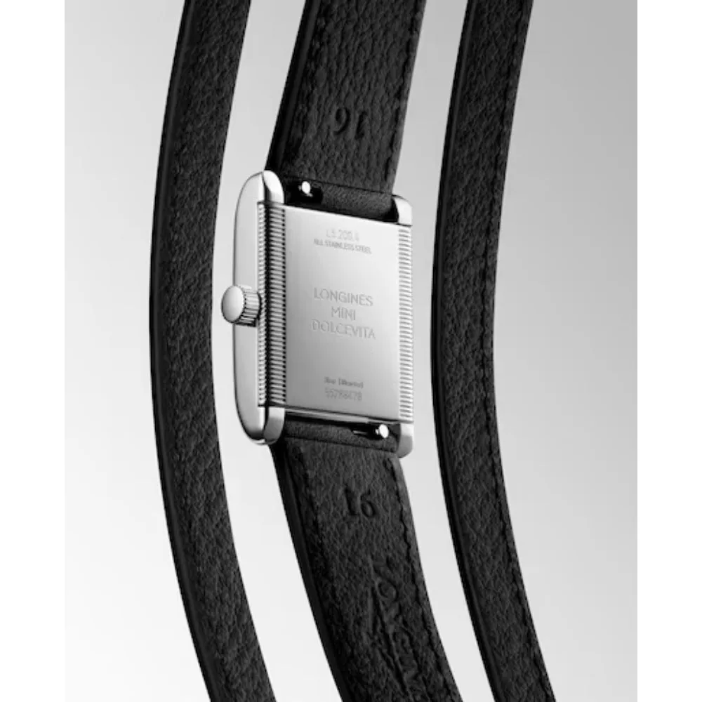 Longines Mini Dolcevita 29mm Quartz Watch with 3 Row Black Leather Bracelet
