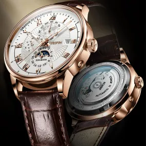 Men Mechanical Leather Waterproof  Luxury Automatic Watch