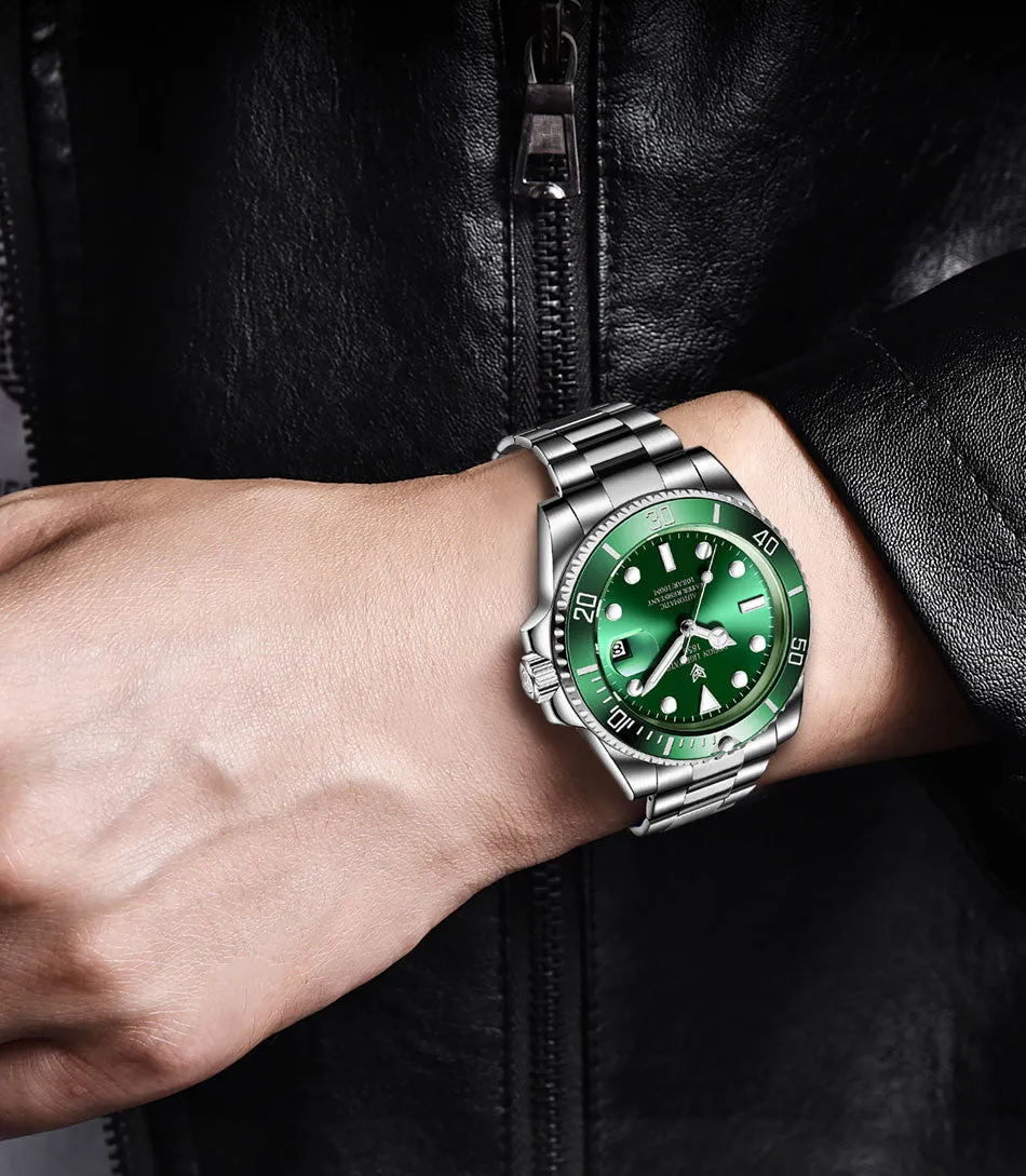 Mens Automatic Mechanical Clock Fashion Sport Diving Watch 100ATM Waterproof Luminous Watches