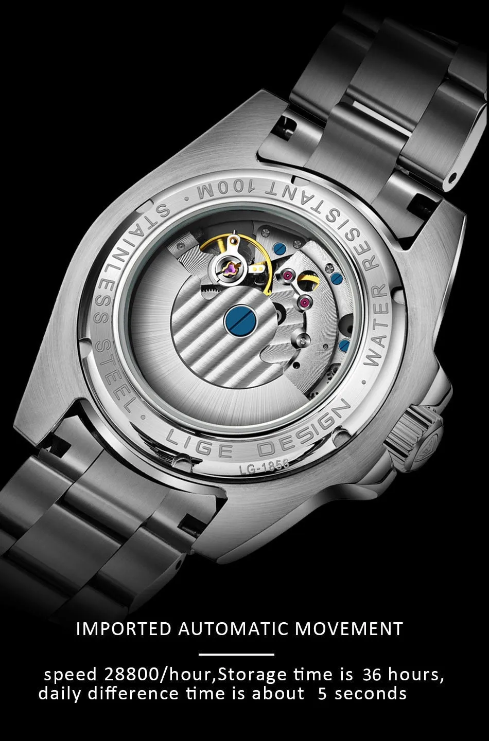 Mens Automatic Mechanical Clock Fashion Sport Diving Watch 100ATM Waterproof Luminous Watches